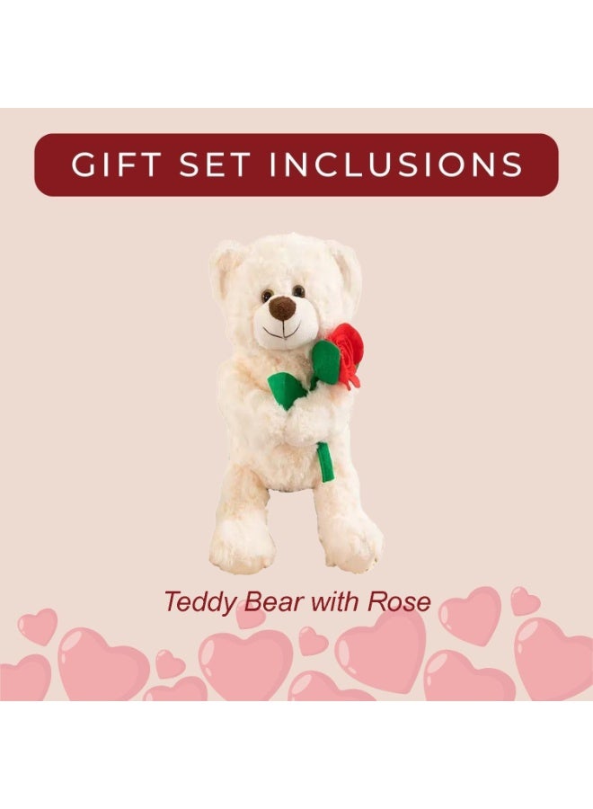 المنزل الذكي دمية دب تيدي من هوم سمارت تحمل وردة صناعية، طولها 30 سم - لعبة محشوة ناعمة من القطيفة، هدية مثالية لعيد الحب، والذكرى السنوية، وأعياد الميلاد، ومناسبات الحب. - Image 3